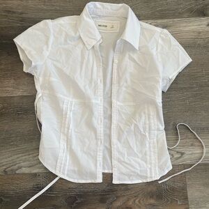 Hollister White Short Sleeve Button-Front Blouse like new size XS